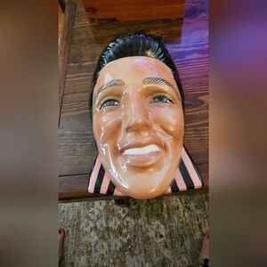 Clay Art Elvis 3D 8x6 Ceramic Face Mask with Black and Pink Accents